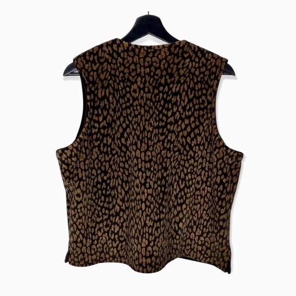 Vintage 90s Jones New York Sport Animal Print Zip Up Vest Large - Picture 2 of 5